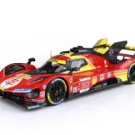 Végkiárusítás Ferrari 499P Team Ferrari AF Corse 50 24h Le Mans győztes 2024 A. Fuoco - M. Molina - N. Nielsen (vitrinnel) Limitált